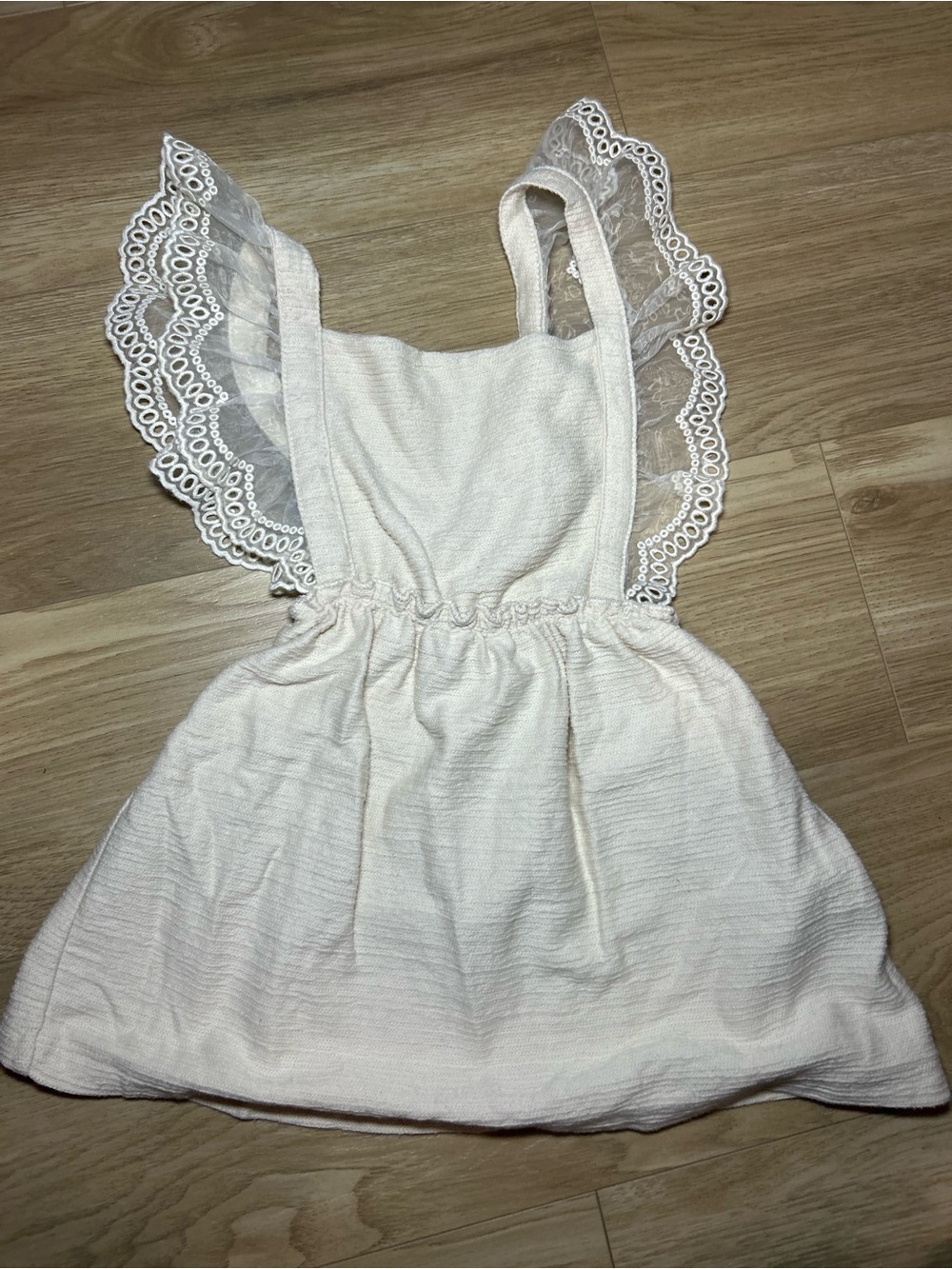 Zara Cream Lace Flutter-Back Sundress